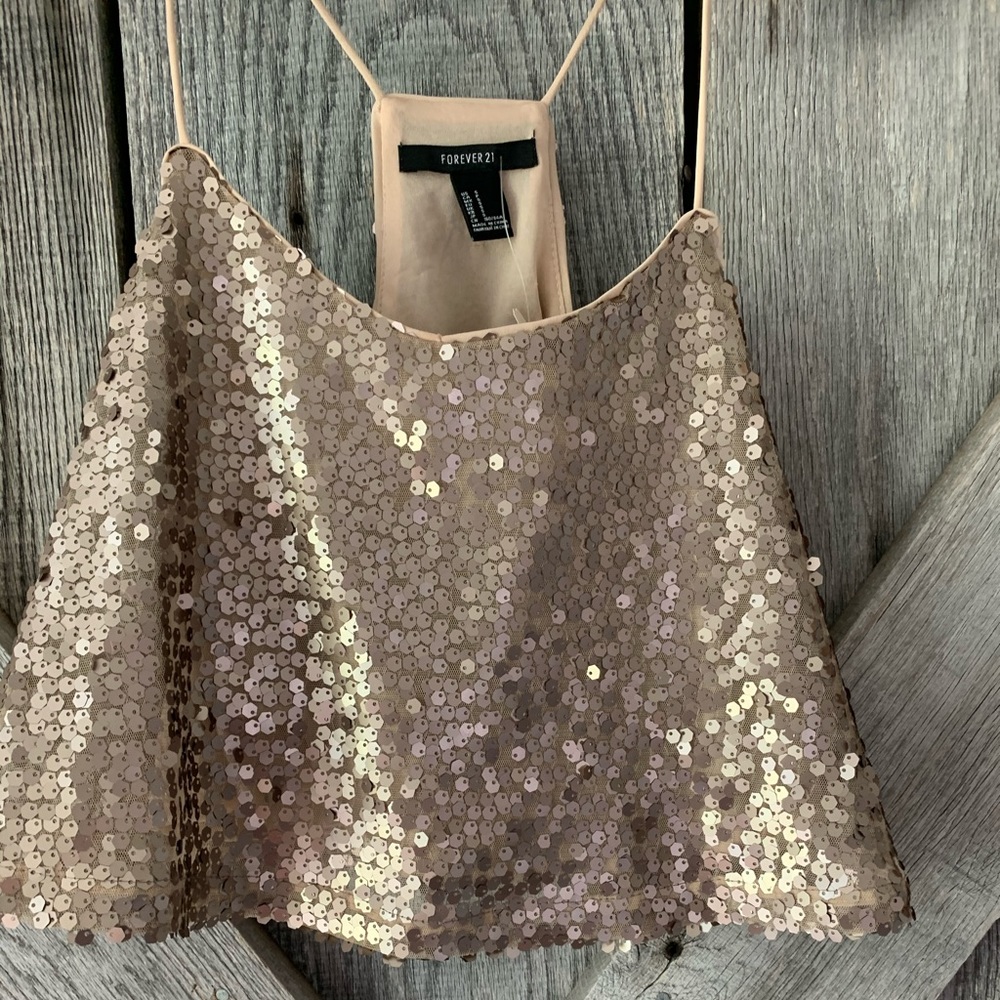 Rose gold crop cami tank